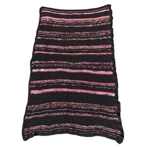 Handmade Black &  Pink Knit Blanket Throw, Striped‎